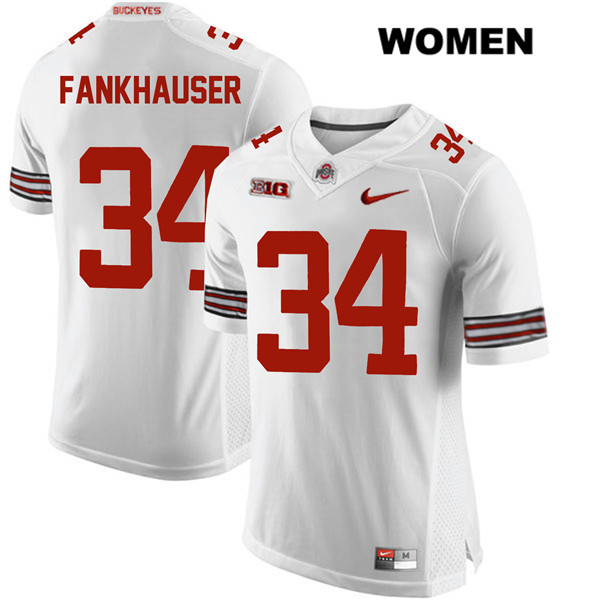 Ohio State Buckeyes Women's Owen Fankhauser #34 White Authentic Nike College NCAA Stitched Football Jersey AX19L15VS
